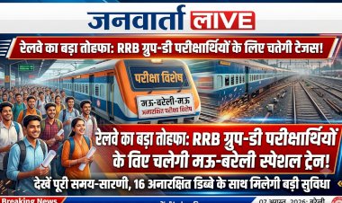 रेलवे का बड़ा तोहफा: RRB ग्रुप-डी परीक्षार्थियों के लिए चलेगी मऊ-बरेली स्पेशल ट्रेन, देखें पूरी समय-सारणी